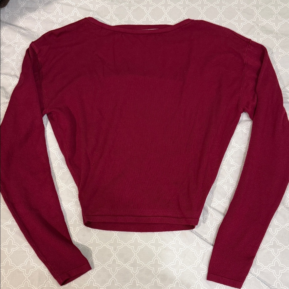 Women's Garage Backless Long Sleeve Burgundy Top